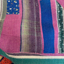 Load image into Gallery viewer, Vintage Kantha (Heavy style) with multi coloured stripes  H2