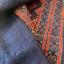 Load image into Gallery viewer, Vintage Kantha Quilt Red and Blue Background B3