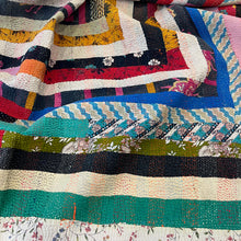 Load image into Gallery viewer, Vintage Heavy Kantha Quilt Multi Coloured H6