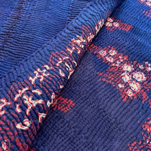 Load image into Gallery viewer, Vintage Kantha Quilt Red and Blue Background B2