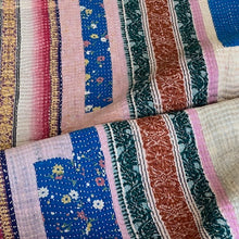 Load image into Gallery viewer, Vintage Kantha (Heavy style) with multi coloured stripes  H2