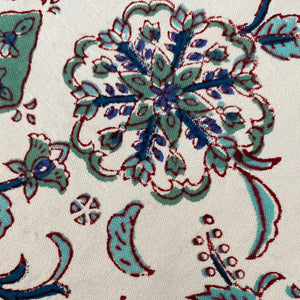 Woodblock - Delicate Floral design in Blue and Green
