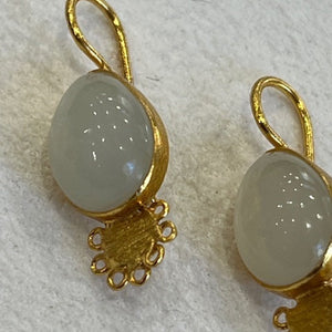 Rainbow Moonstone and plated gold earrings.  D07
