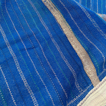 Load image into Gallery viewer, Vintage Heavy Kantha Quilt Blue and White H5
