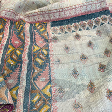 Load image into Gallery viewer, Vintage Heavy Kantha - Quilt Multi Coloured with Lighter second side H7
