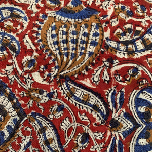 Indian Woodblock fabric in Red, Blue and White