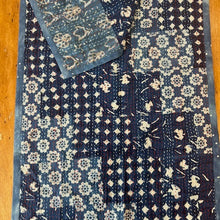 Load image into Gallery viewer, Indigo Patchwork Scarf - or tablerunner. IND 01
