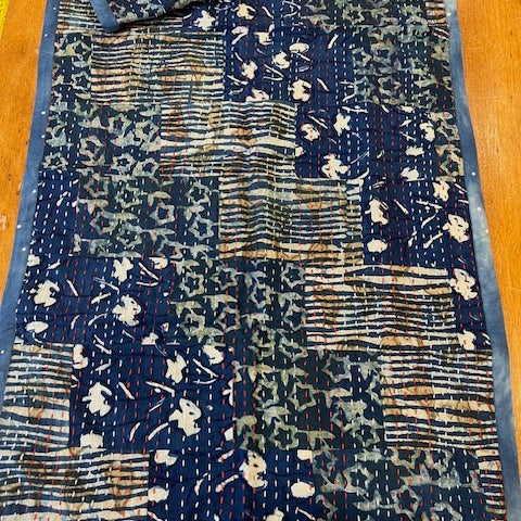 Indigo Patchwork Scarf - or tablerunner. IND 02