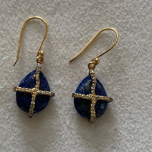 Load image into Gallery viewer, Teardrop Lapis with a sparkly cross AGP 0033E
