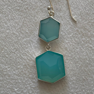 Two tier stones in stirling silver setting - acqua chalcedony