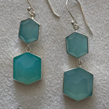 Load image into Gallery viewer, Two tier stones in stirling silver setting - acqua chalcedony
