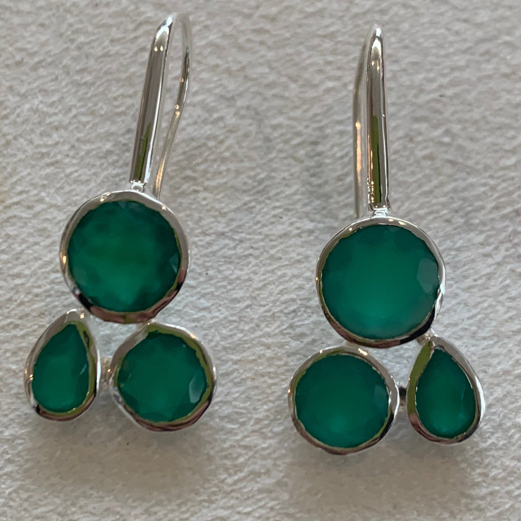 Green Onyx earring with three stones  SE4757