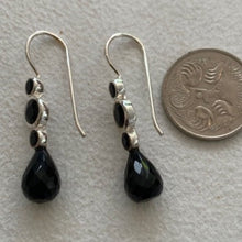 Load image into Gallery viewer, Black and silver drop earrings
